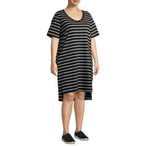Terra & Sky Women's Black Stripe T-Shirt Dress 5x
